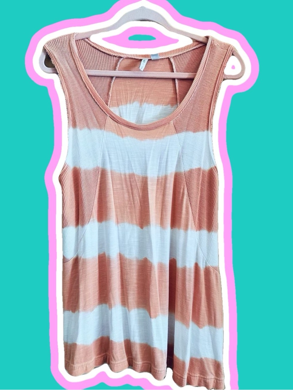 Cato Women's Soft Sleeveless Striped XL Tie-Dye Tank Top - Light Pink & White